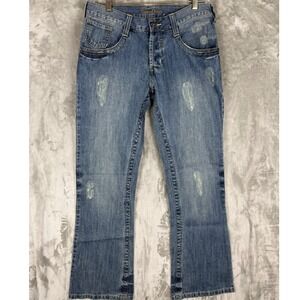 Guess Jeans Women's‎ Size 31 Blue Distressed Bootcut Denim Pants